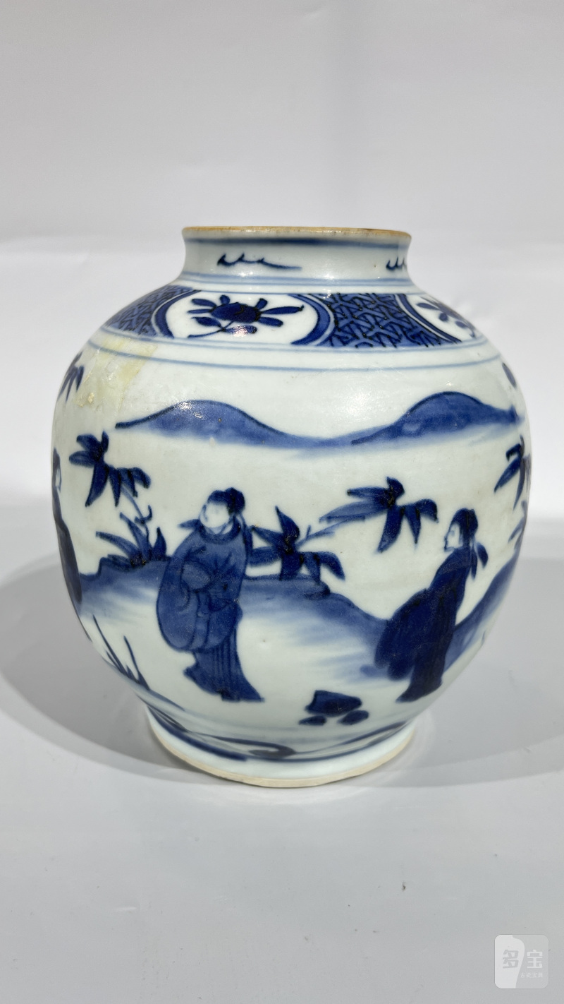 明 青花高士人物纹罐 - 图4